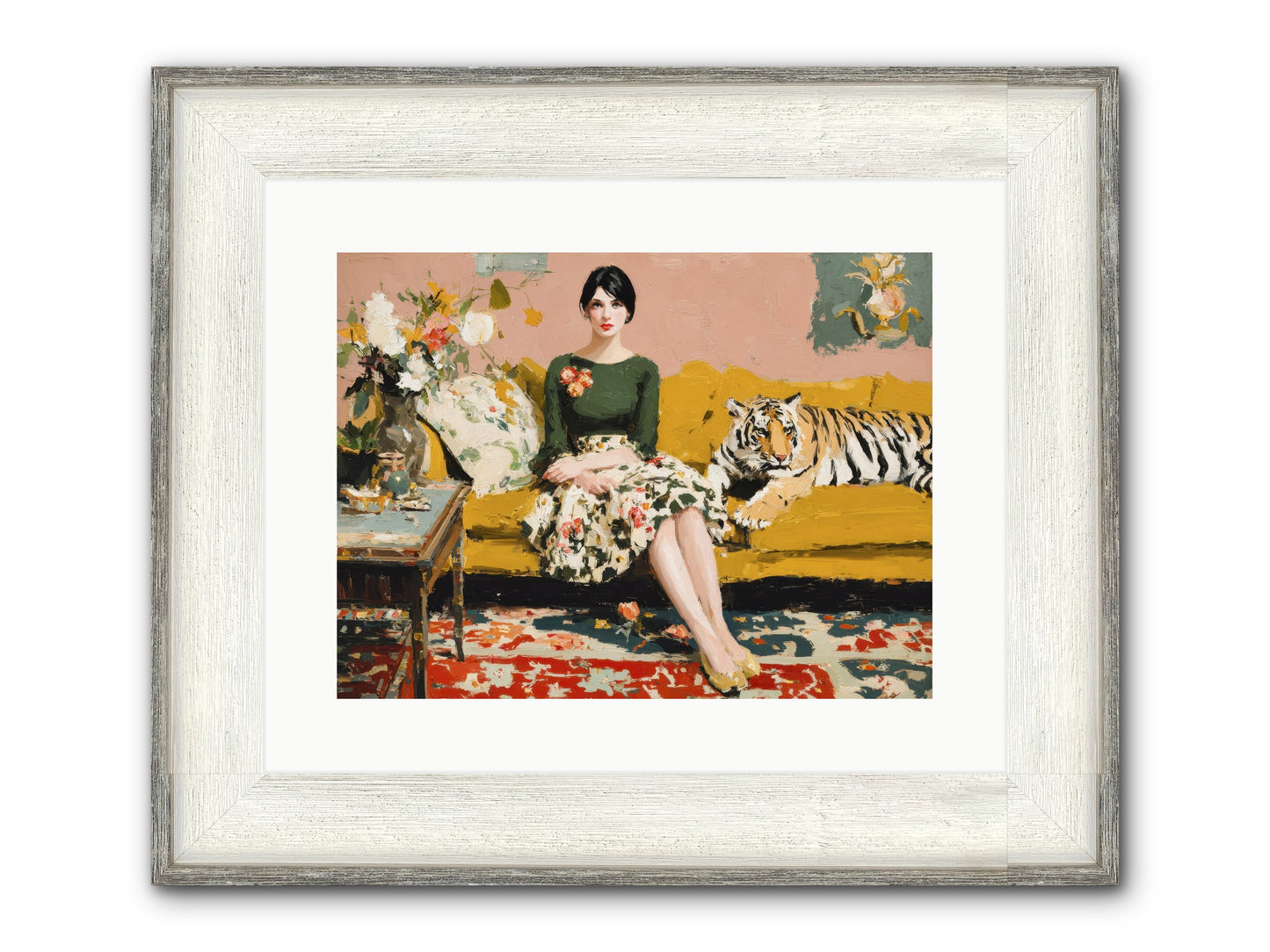 The Gilded Cursive Framed Print - Driftwood White 16x12