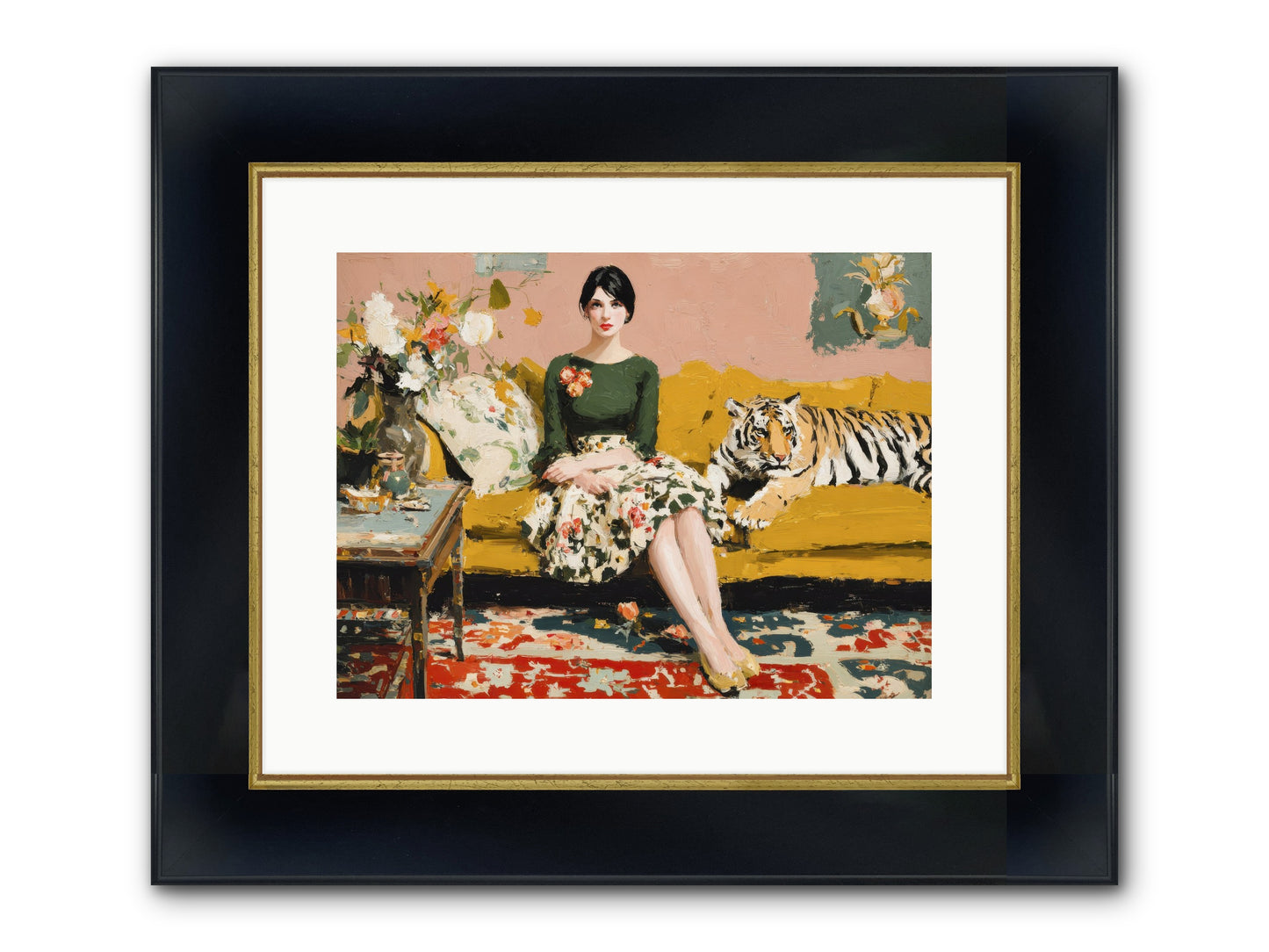 The Gilded Cursive Framed Print - Wide Black w/Gold 16x12