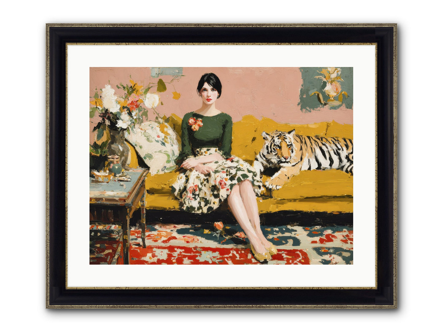 The Gilded Cursive Framed Print - Black & Gold 24x18