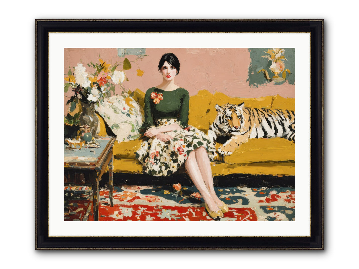 The Gilded Cursive Framed Print - Black & Gold 32x24