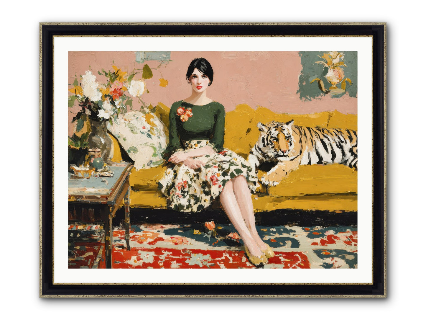 The Gilded Cursive Framed Print - Black & Gold 40x30