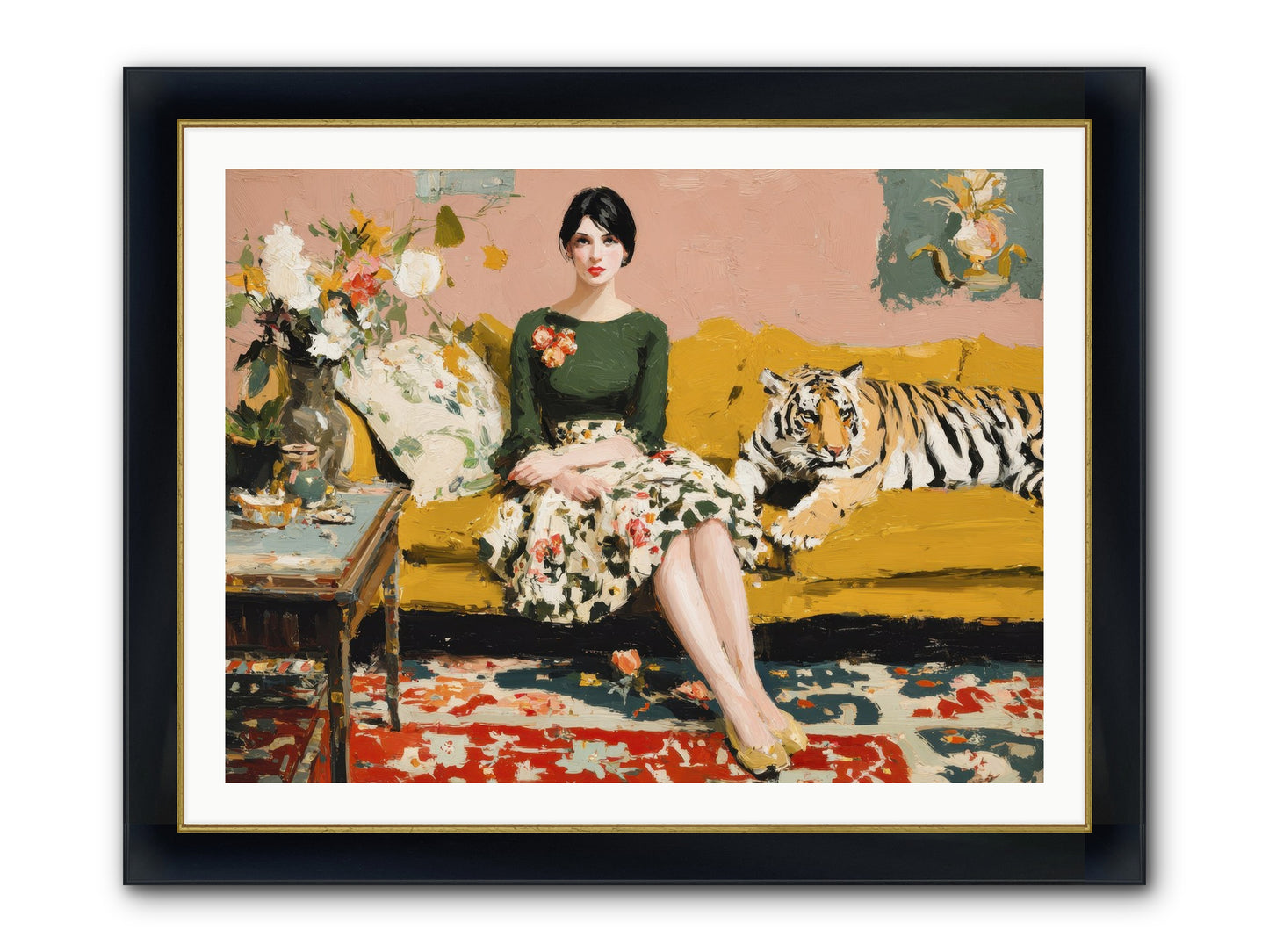 The Gilded Cursive Framed Print - Wide Black w/Gold 40x30