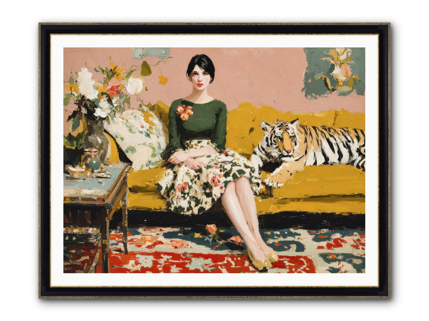 The Gilded Cursive Framed Print - Black & Gold 48x36