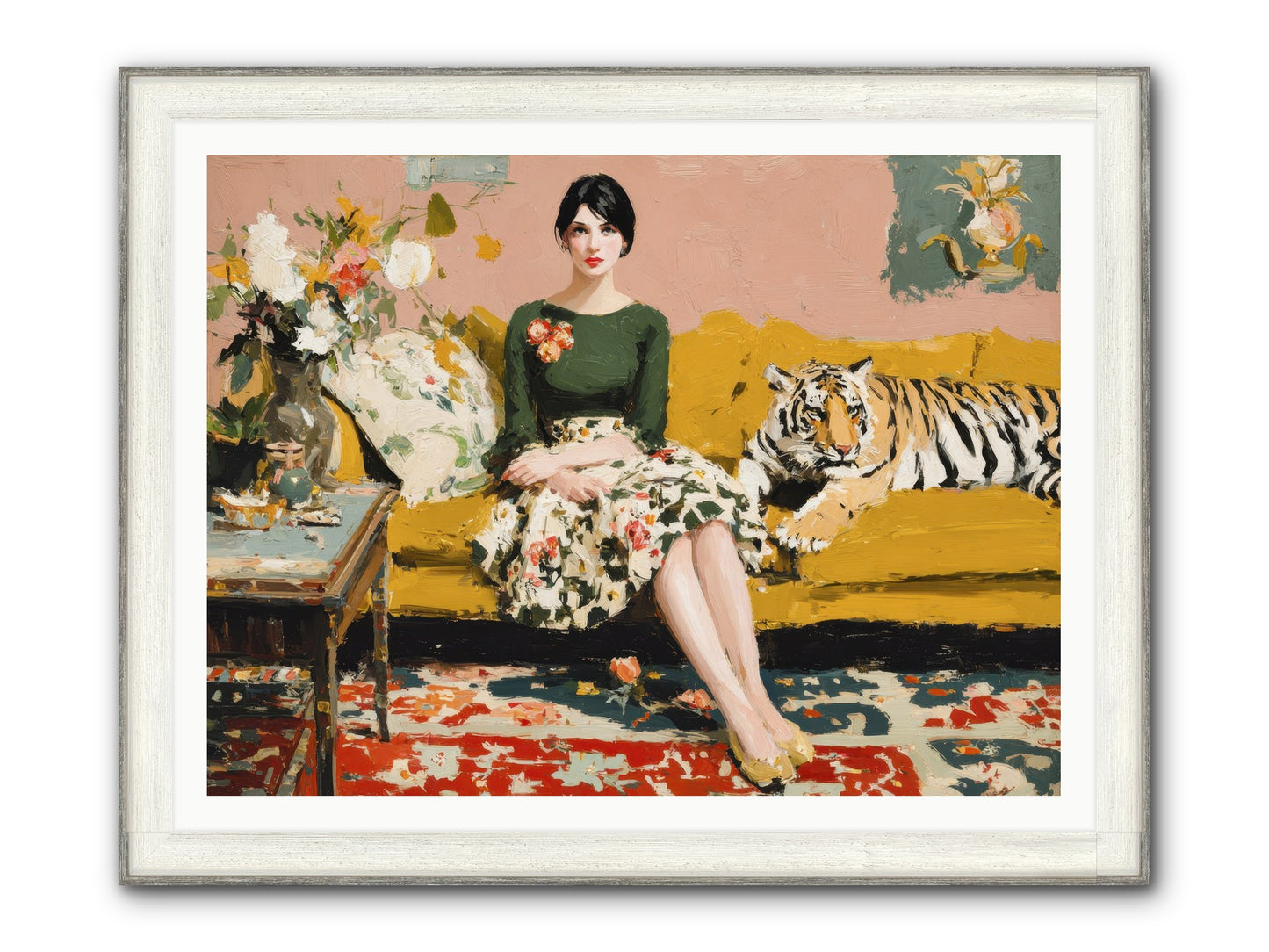 The Gilded Cursive Framed Print - Driftwood White 48x36
