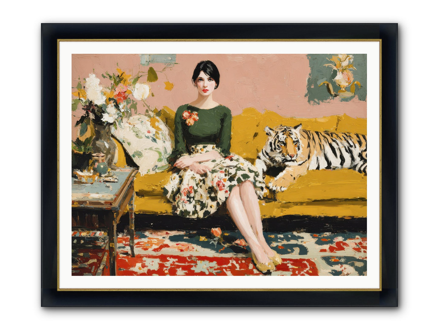 The Gilded Cursive Framed Print - Wide Black w/Gold 48x36
