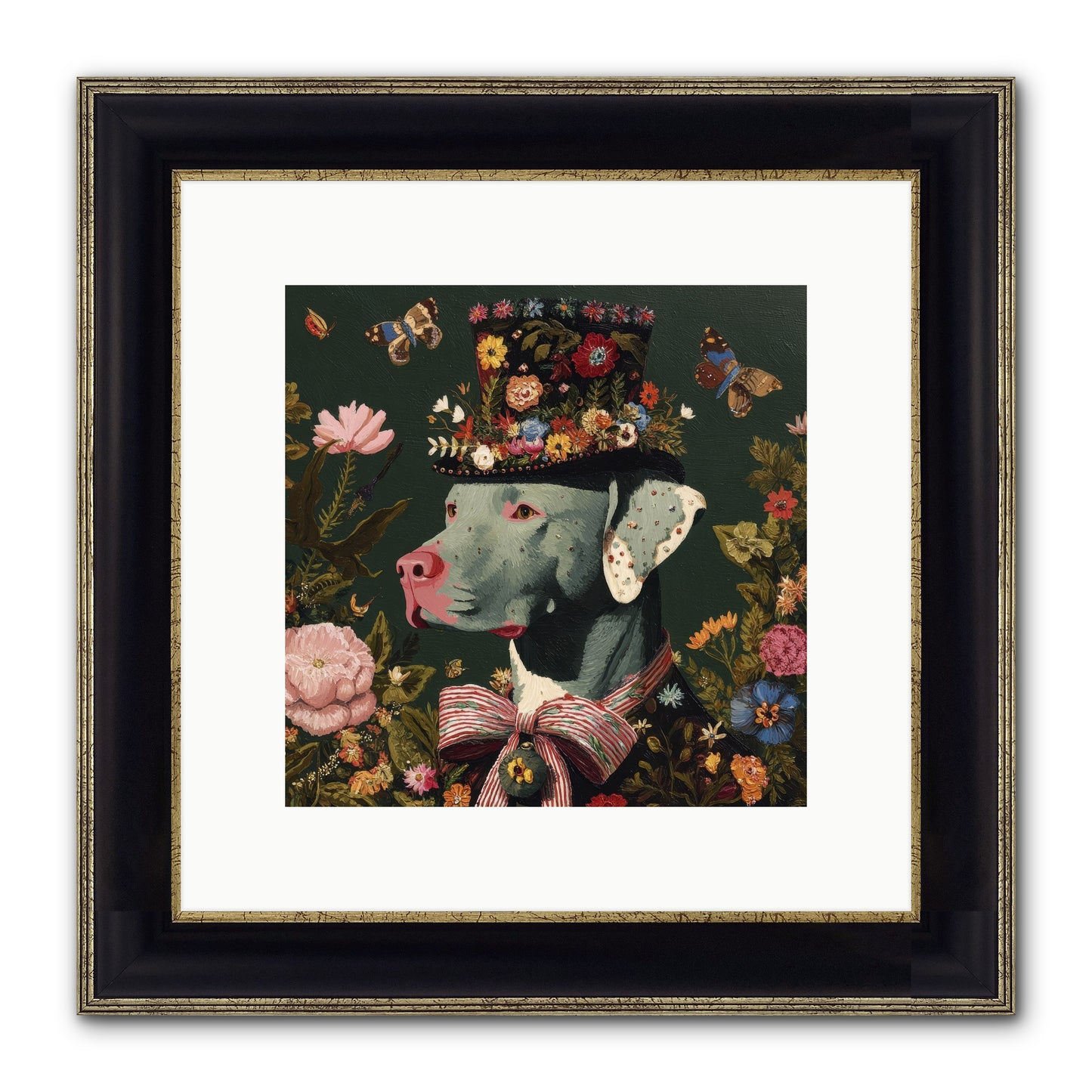 The Gilded Poppy Framed Print - Black & Gold 10x10