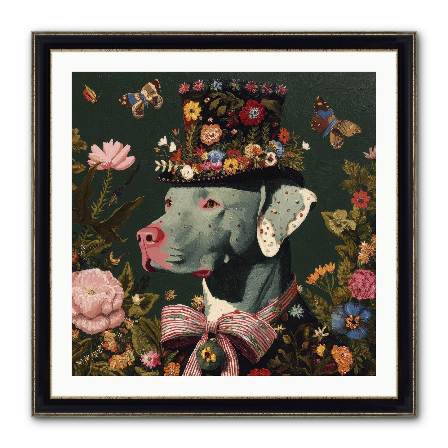 The Gilded Poppy Framed Print - Black & Gold 30x30