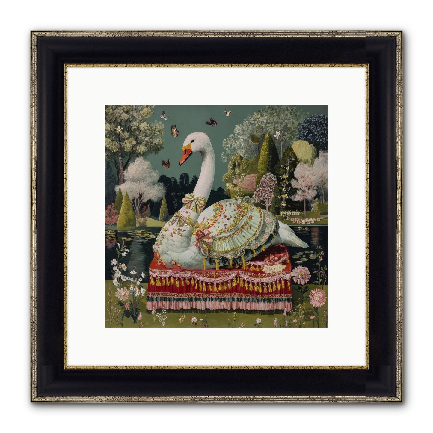 The Hidden Alcove Framed Print - Black & Gold 12x12