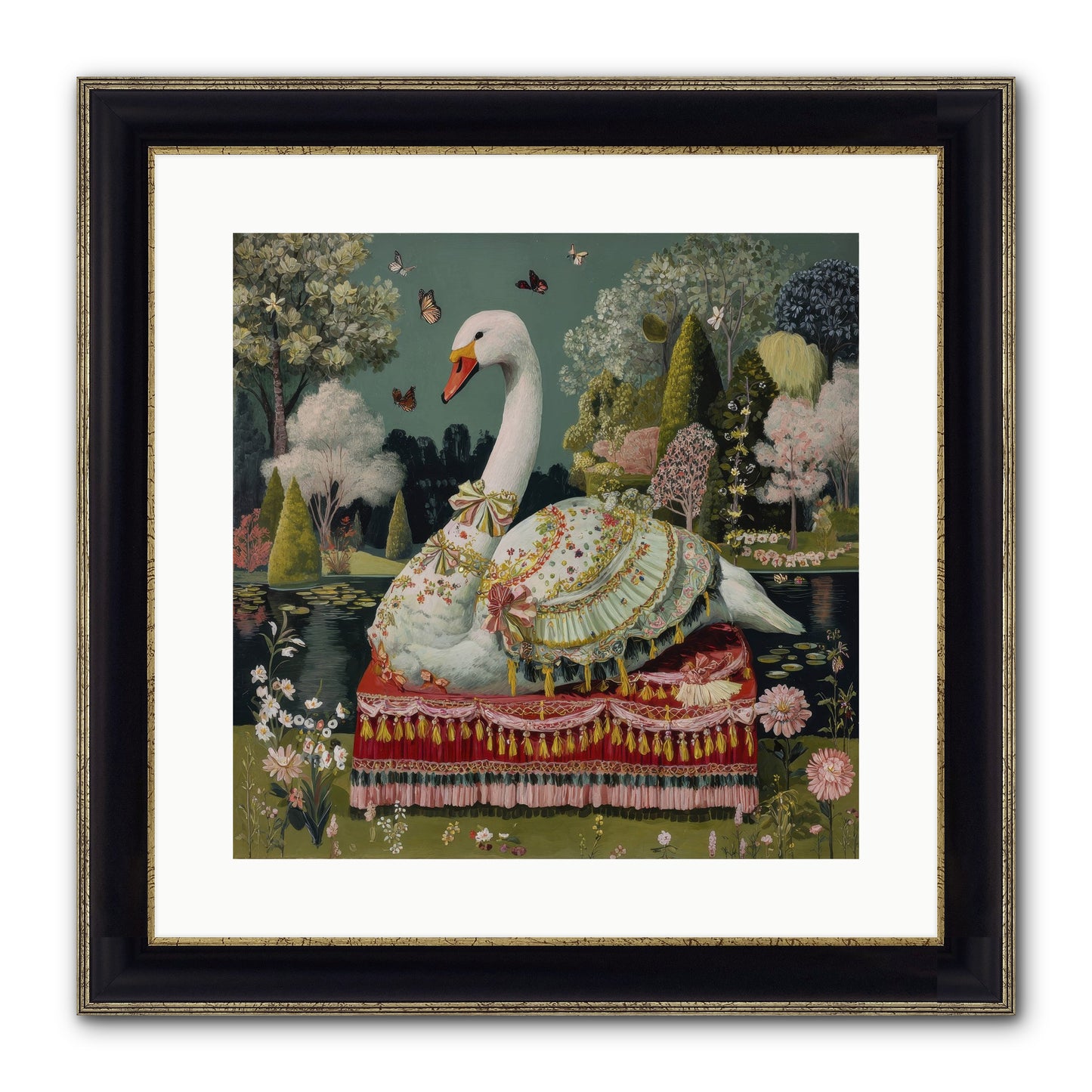 The Hidden Alcove Framed Print - Black & Gold 16x16