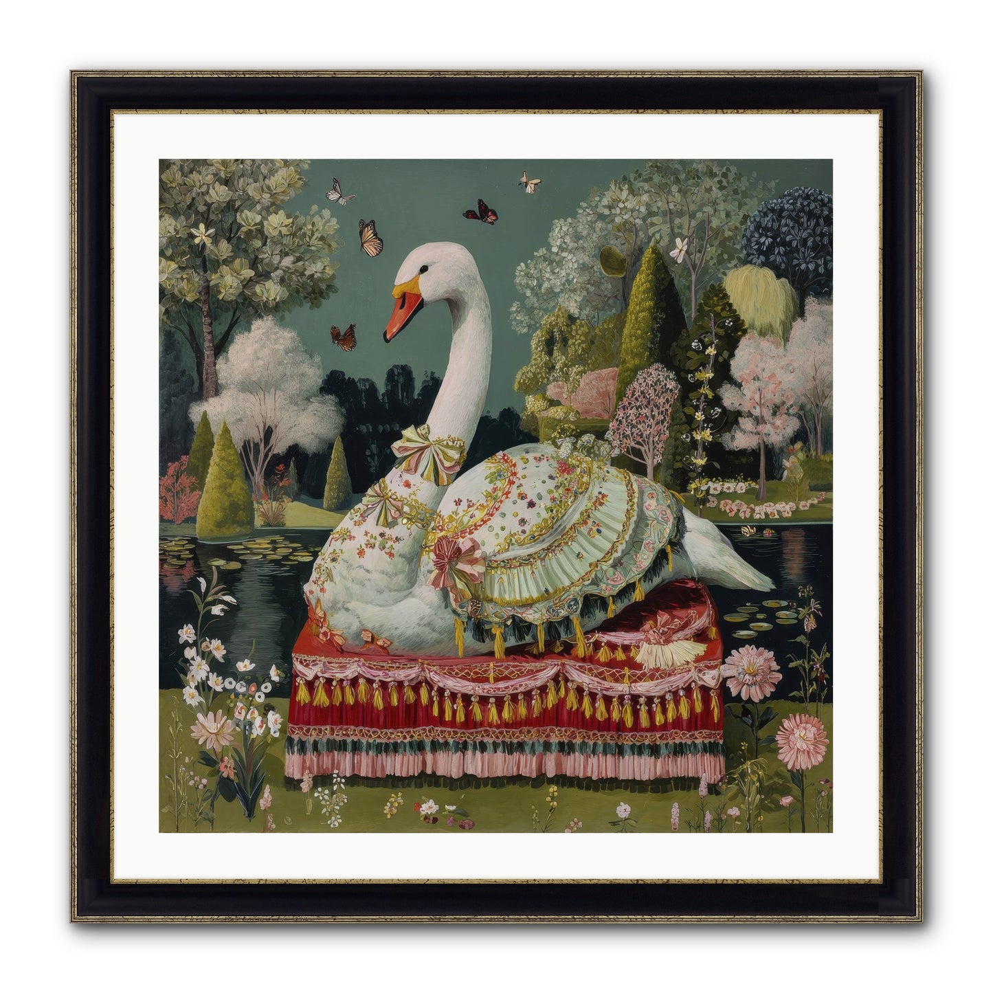 The Hidden Alcove Framed Print - Black & Gold 30x30