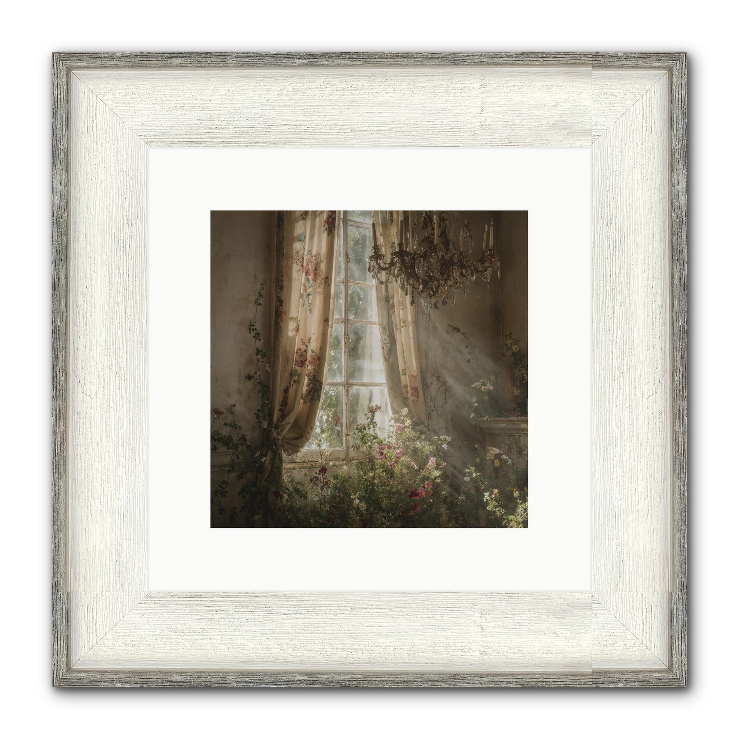 The Hidden Bloom Framed Print - Driftwood White 10x10
