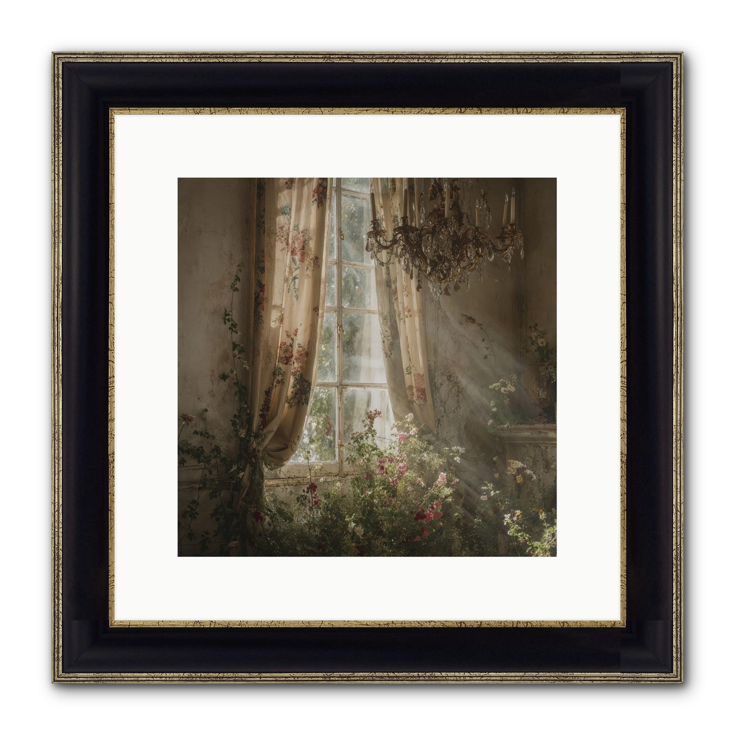 The Hidden Bloom Framed Print - Black & Gold 12x12