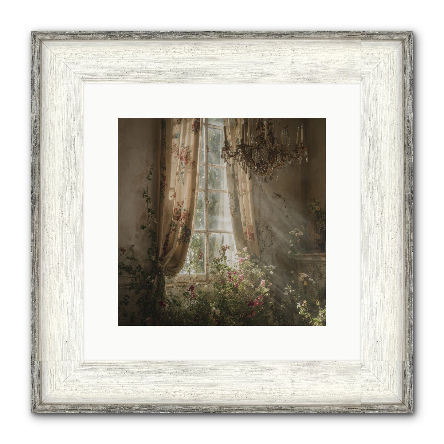 The Hidden Bloom Framed Print - Driftwood White 12x12