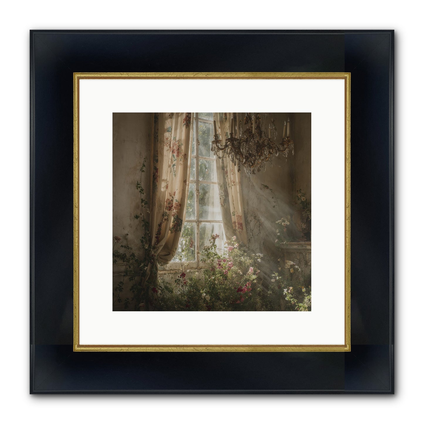 The Hidden Bloom Framed Print - Wide Black w/Gold 12x12