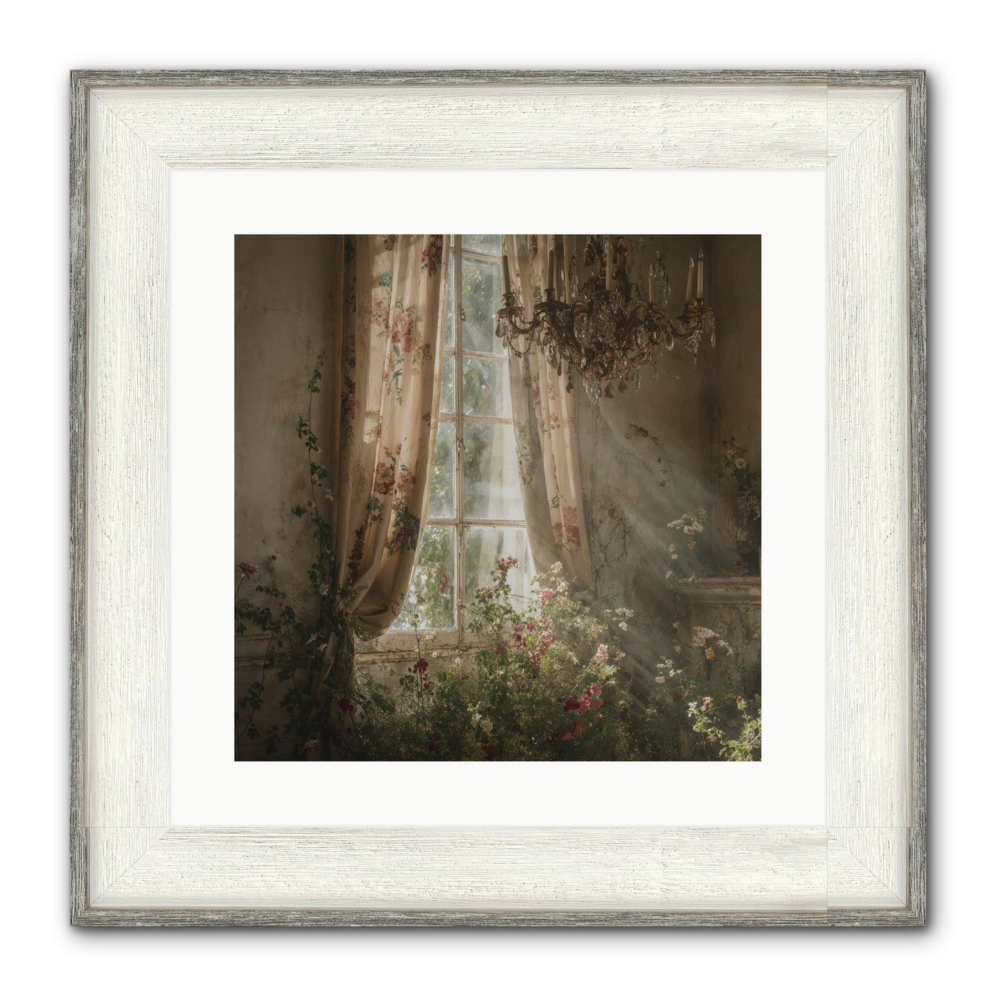 The Hidden Bloom Framed Print - Driftwood White 16x16