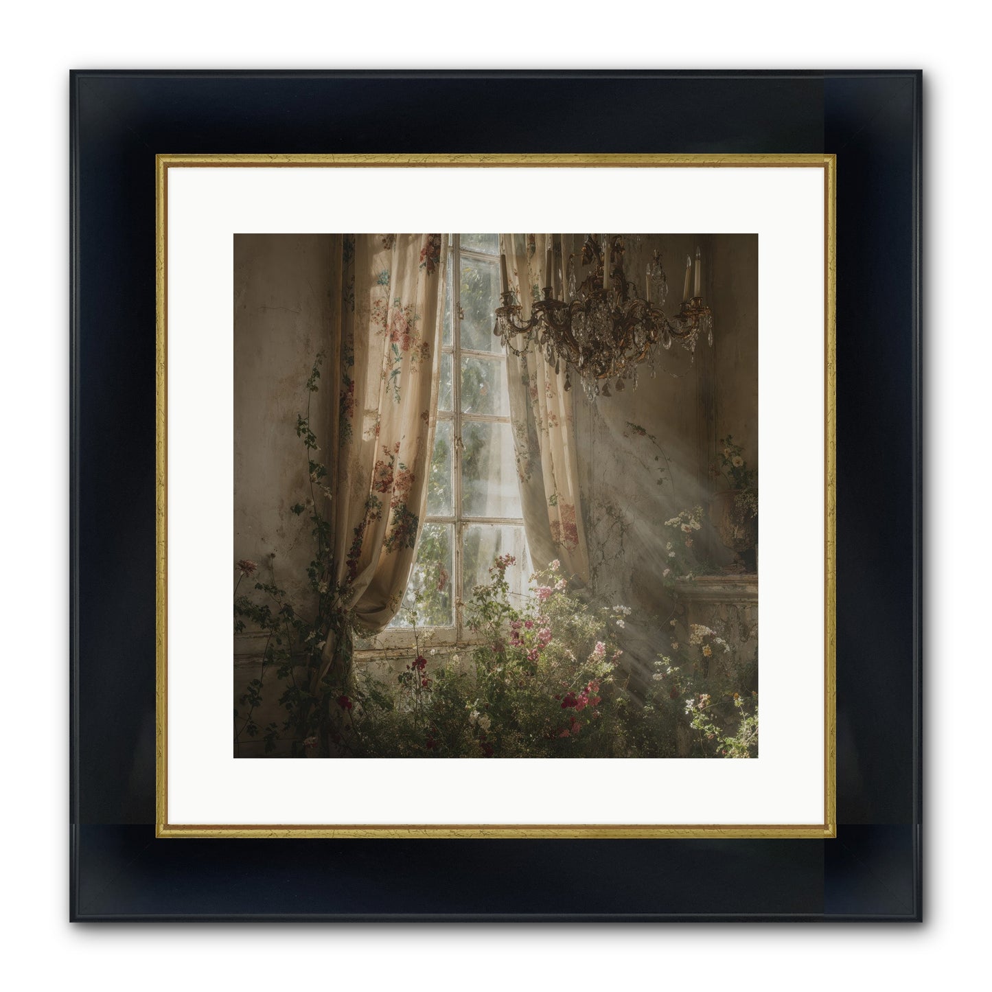 The Hidden Bloom Framed Print - Wide Black w/Gold 16x16