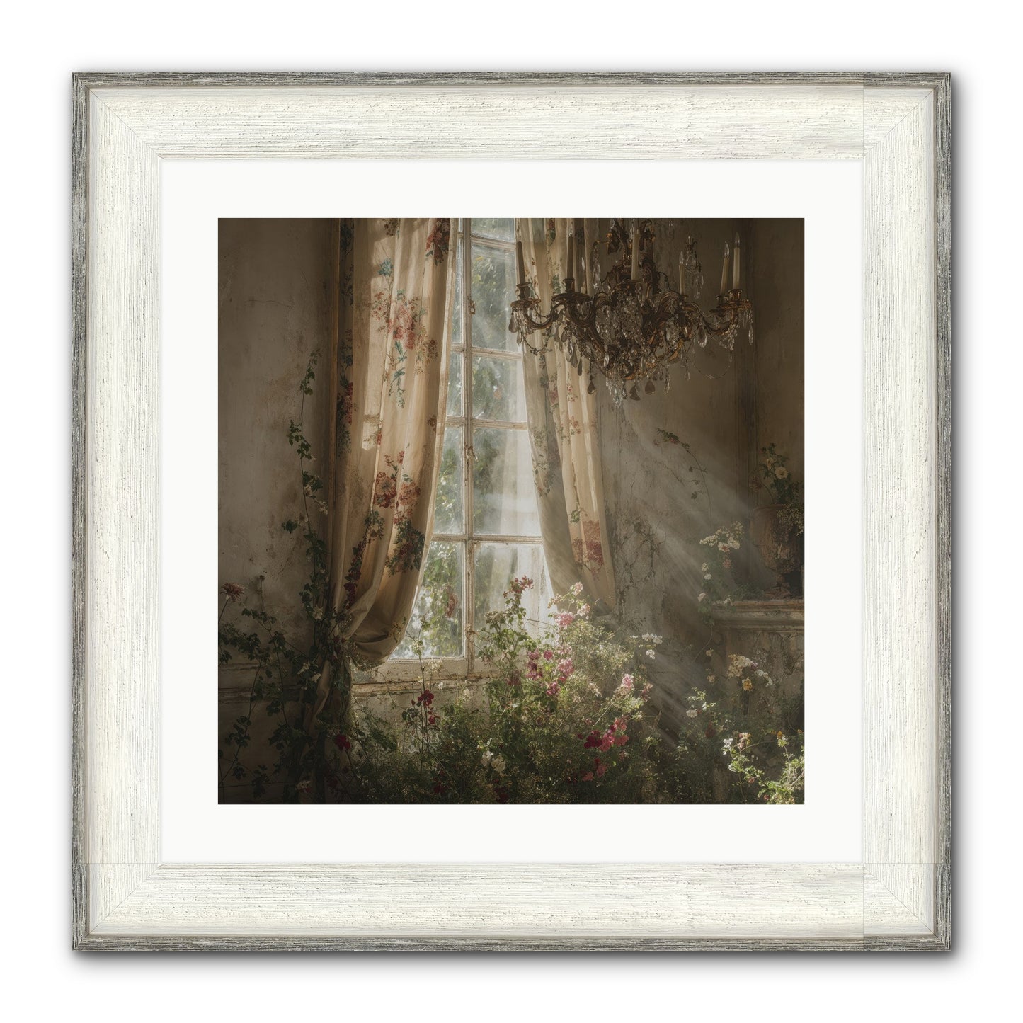 The Hidden Bloom Framed Print - Driftwood White 20x20