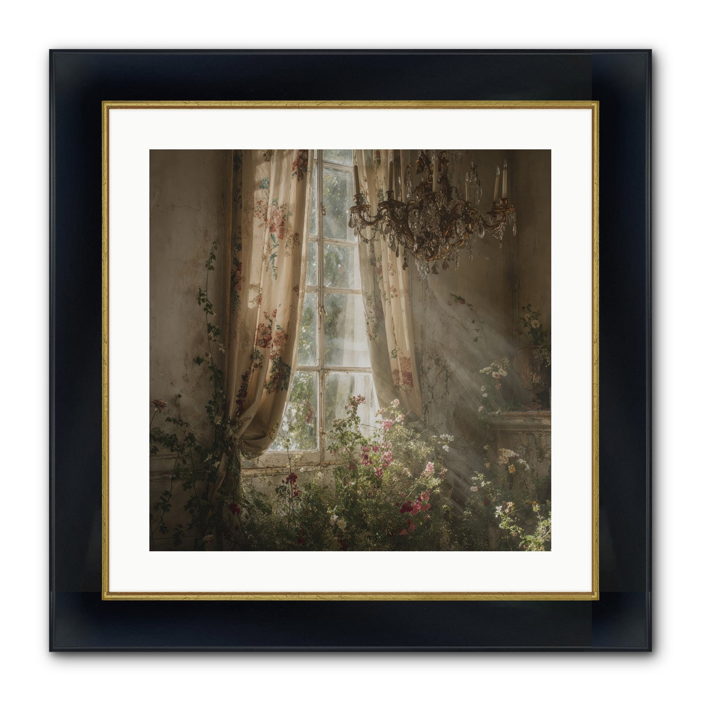 The Hidden Bloom Framed Print - Wide Black w/Gold 20x20
