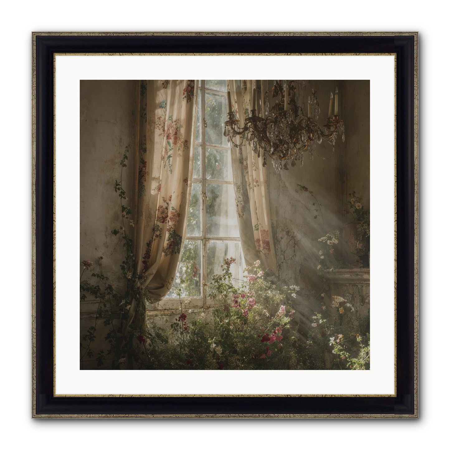 The Hidden Bloom Framed Print - Black & Gold 24x24