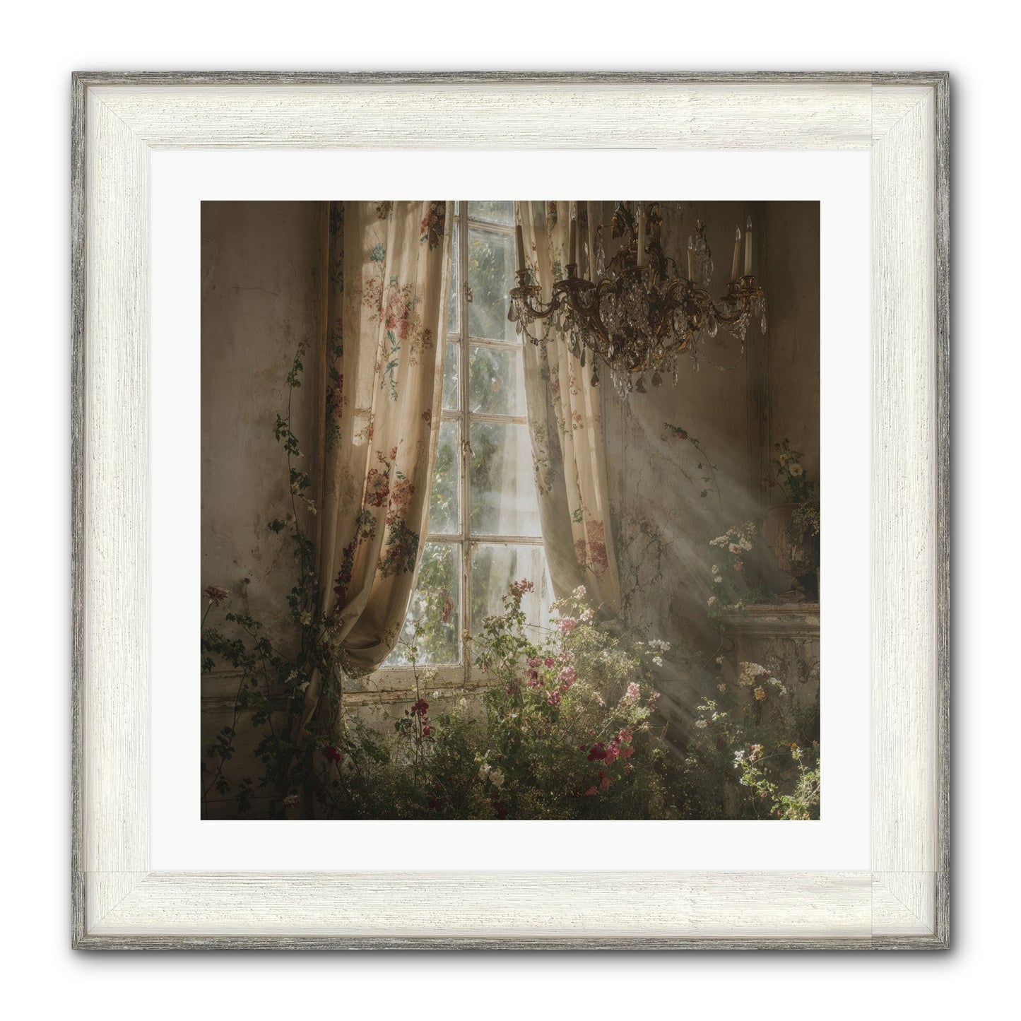 The Hidden Bloom Framed Print - Driftwood White 24x24
