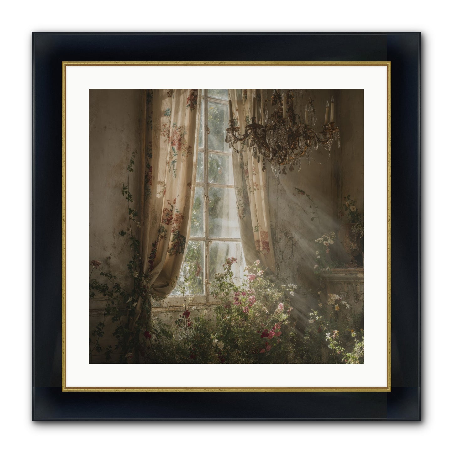 The Hidden Bloom Framed Print - Wide Black w/Gold 24x24