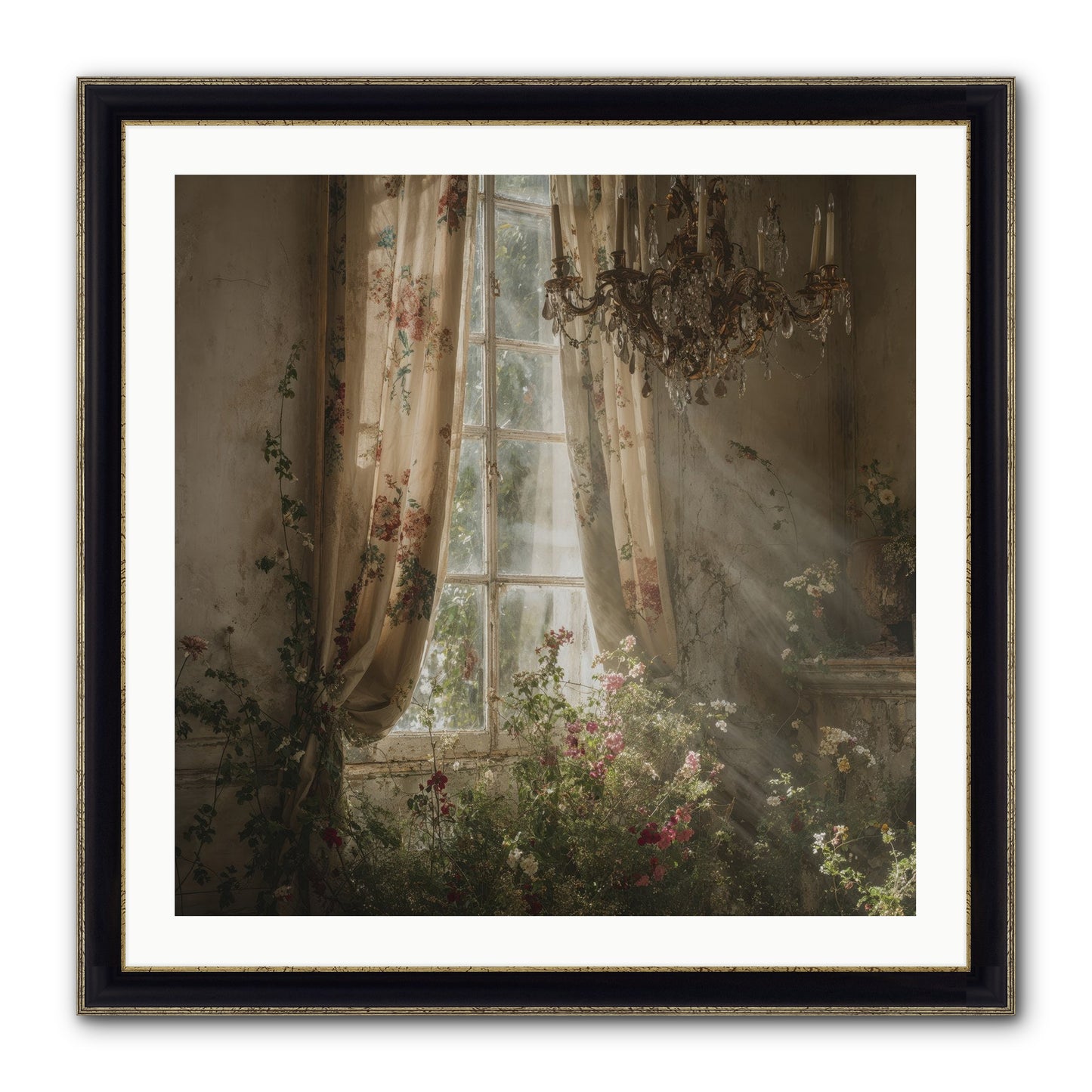 The Hidden Bloom Framed Print - Black & Gold 30x30