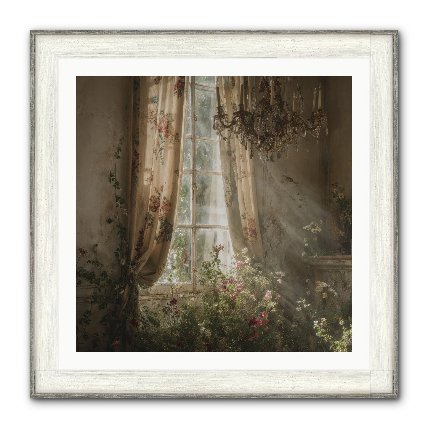 The Hidden Bloom Framed Print - Driftwood White 30x30