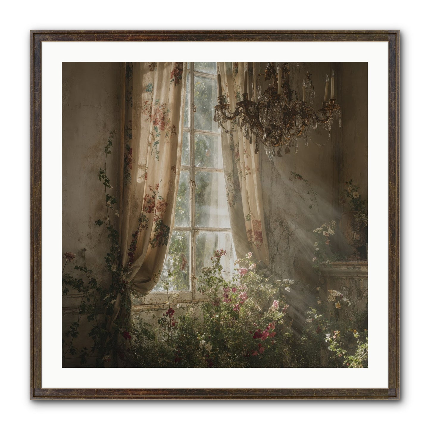 The Hidden Bloom Framed Print - Slimwoods Black/Gold 30x30