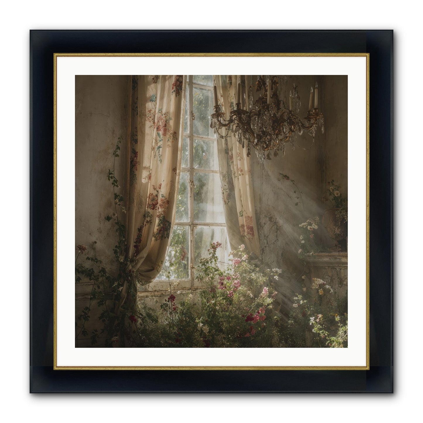 The Hidden Bloom Framed Print - Wide Black w/Gold 30x30