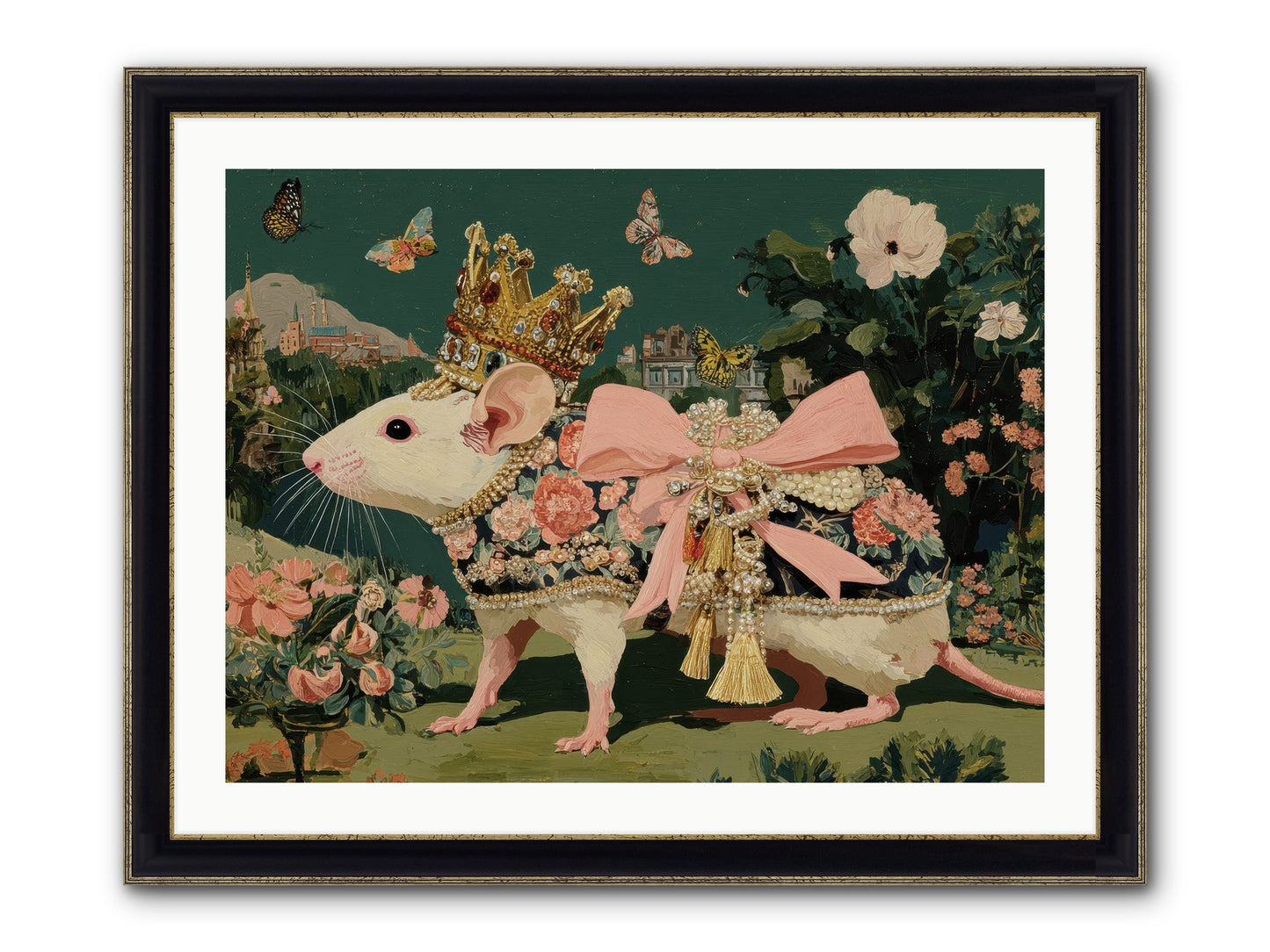The Hidden Star Garden Framed Print - Black & Gold 32x24
