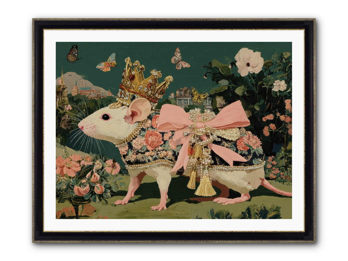 The Hidden Star Garden Framed Print - Black & Gold 40x30