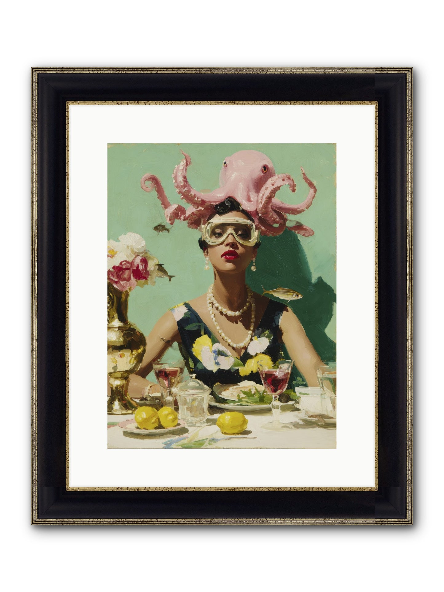 The Hour At Hotel Chérie Framed Print - Black & Gold 12x16