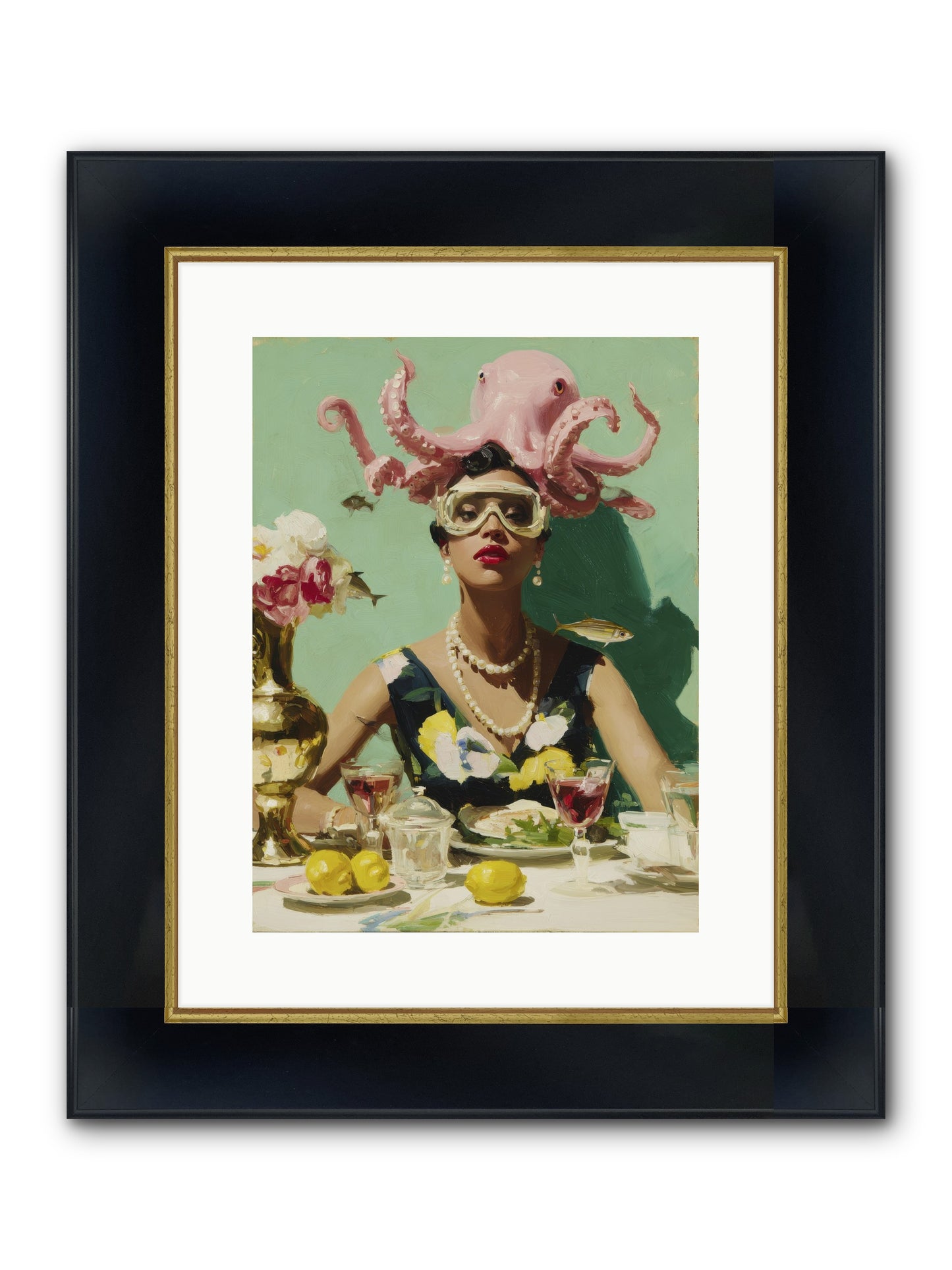 The Hour At Hotel Chérie Framed Print - Wide Black w/Gold 12x16