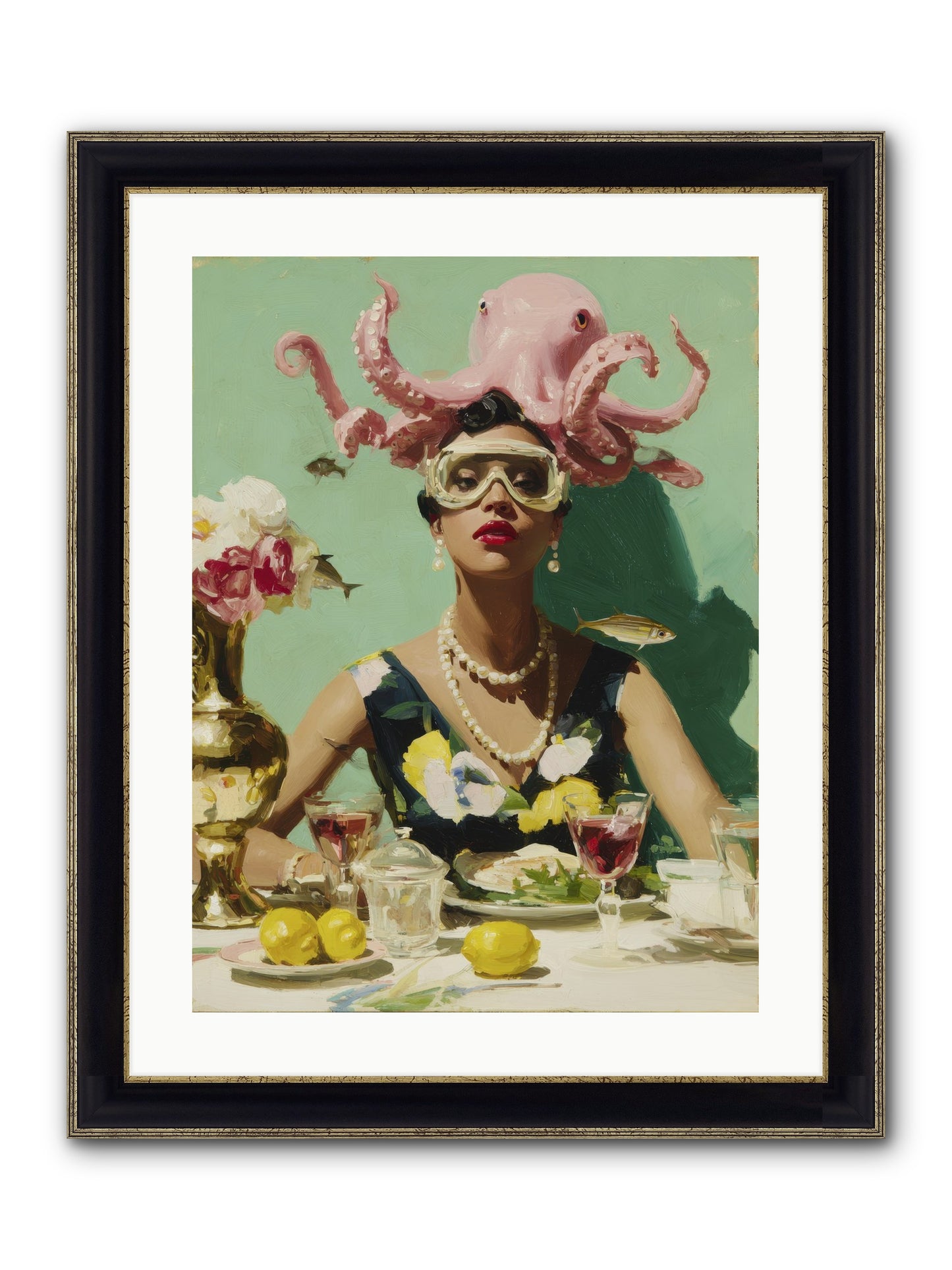 The Hour At Hotel Chérie Framed Print - Black & Gold 18x24