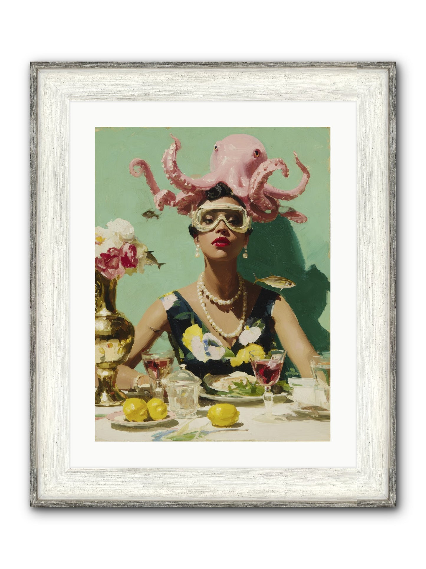 The Hour At Hotel Chérie Framed Print - Driftwood White 18x24