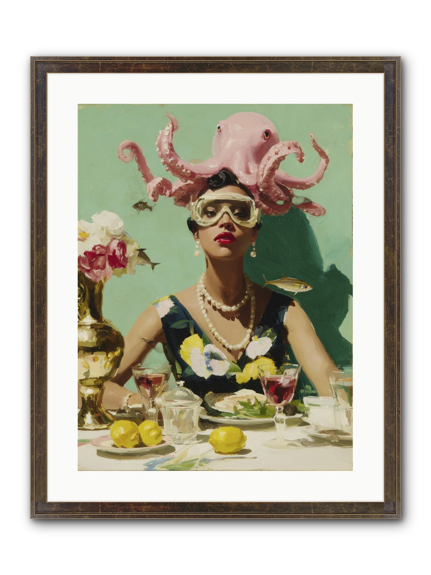 The Hour At Hotel Chérie Framed Print - Slimwoods Black/Gold 18x24