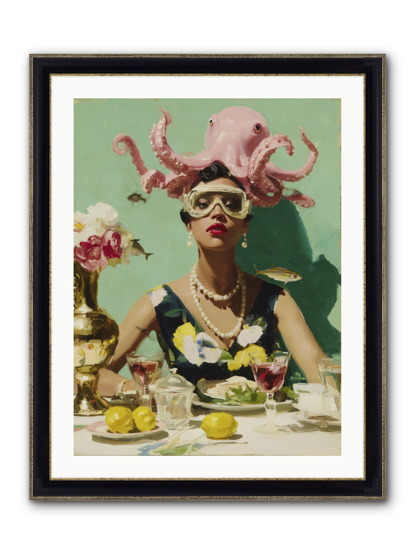 The Hour At Hotel Chérie Framed Print - Black & Gold 24x32