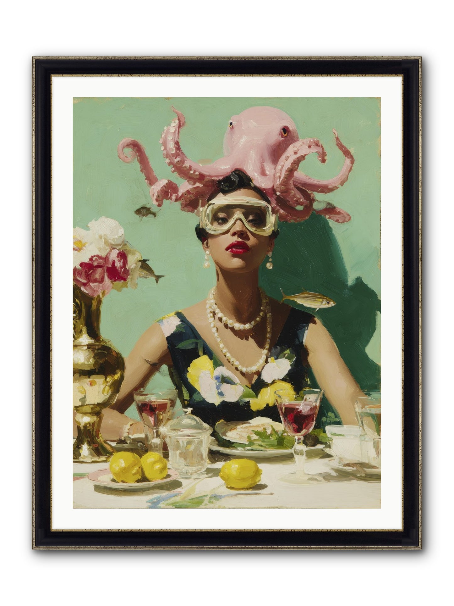 The Hour At Hotel Chérie Framed Print - Black & Gold 30x40