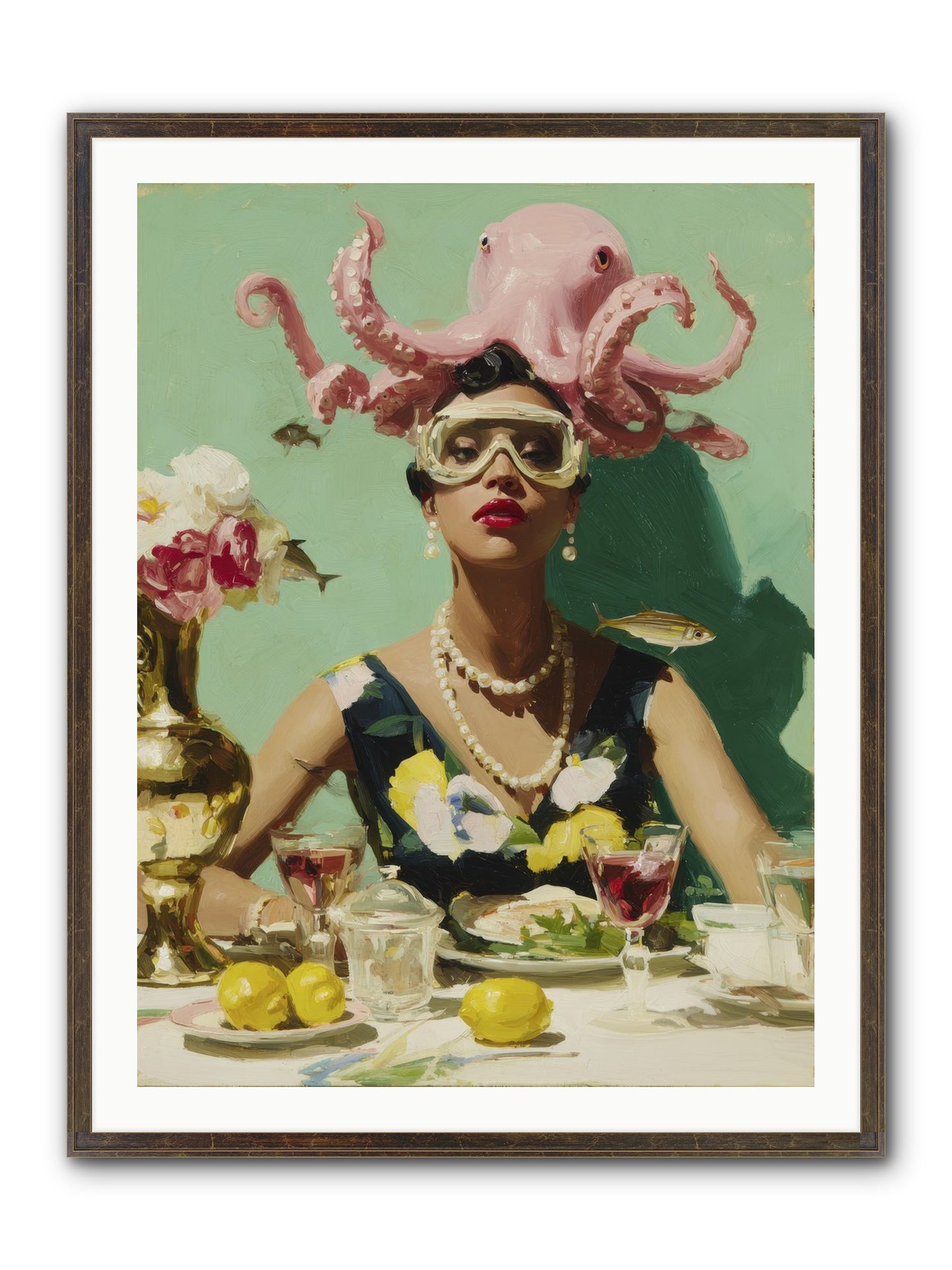 The Hour At Hotel Chérie Framed Print - Slimwoods Black/Gold 30x40