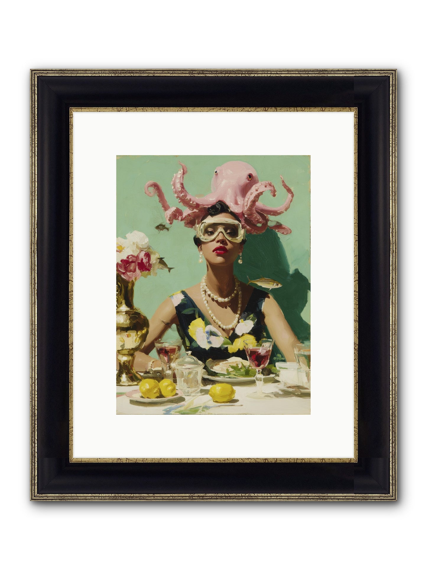 The Hour At Hotel Chérie Framed Print - Black & Gold 9x12