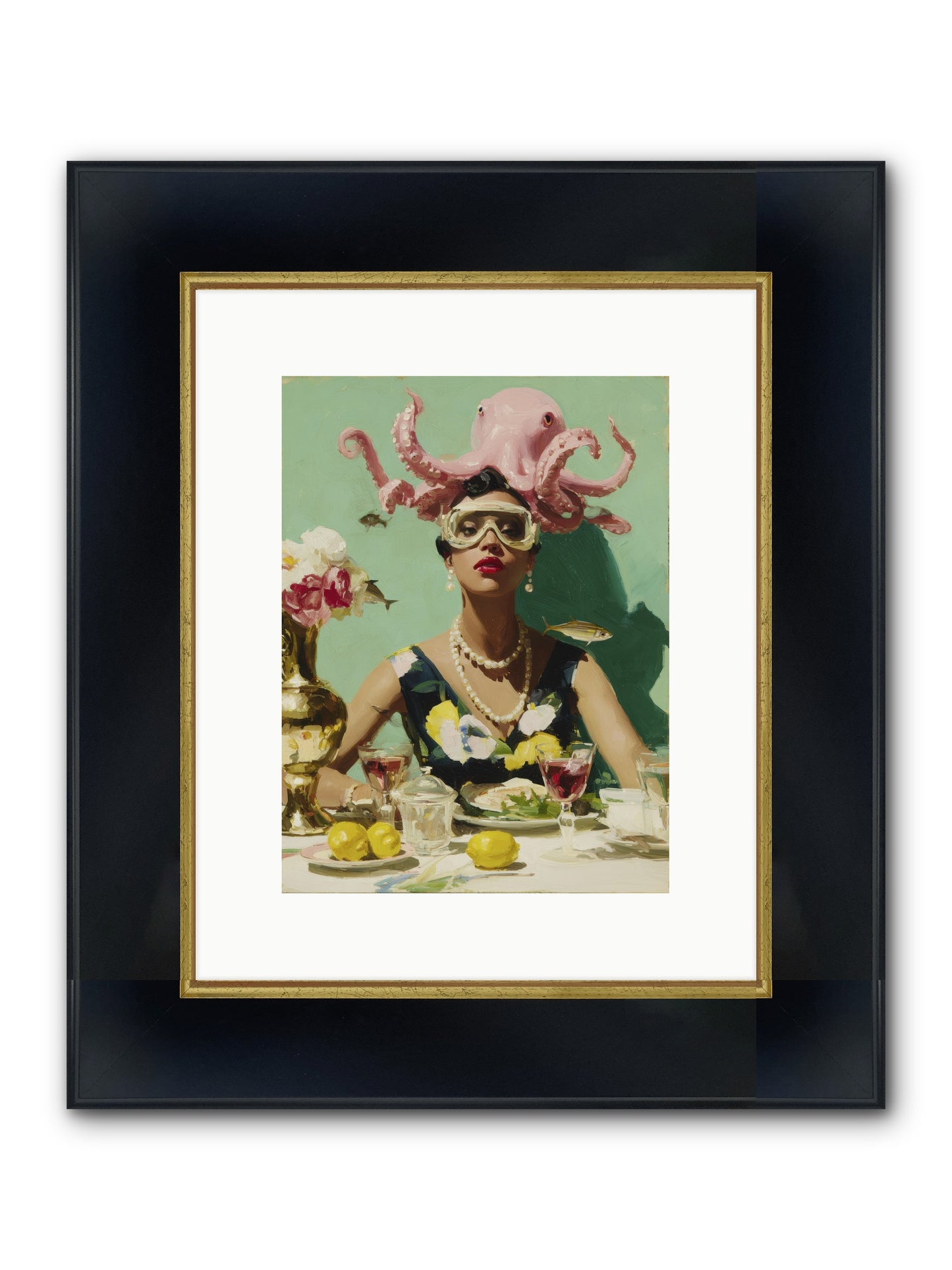 The Hour At Hotel Chérie Framed Print - Wide Black w/Gold 9x12