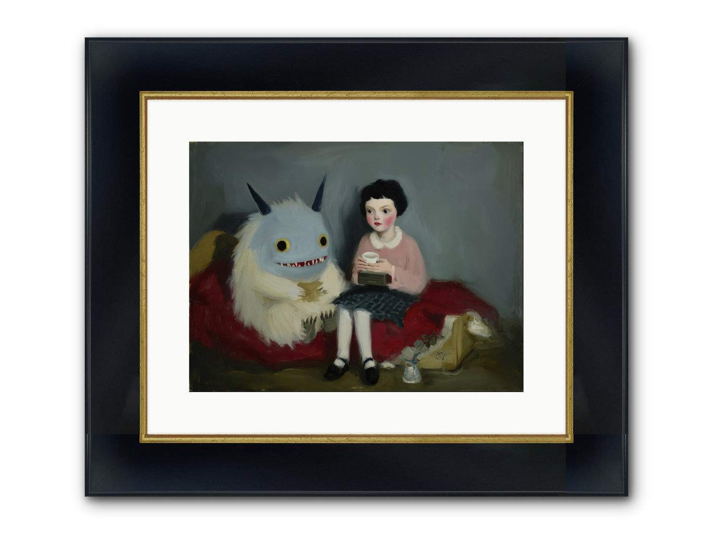 The Hour of Sweet Mischief Framed Print - Wide Black w/Gold 16x12