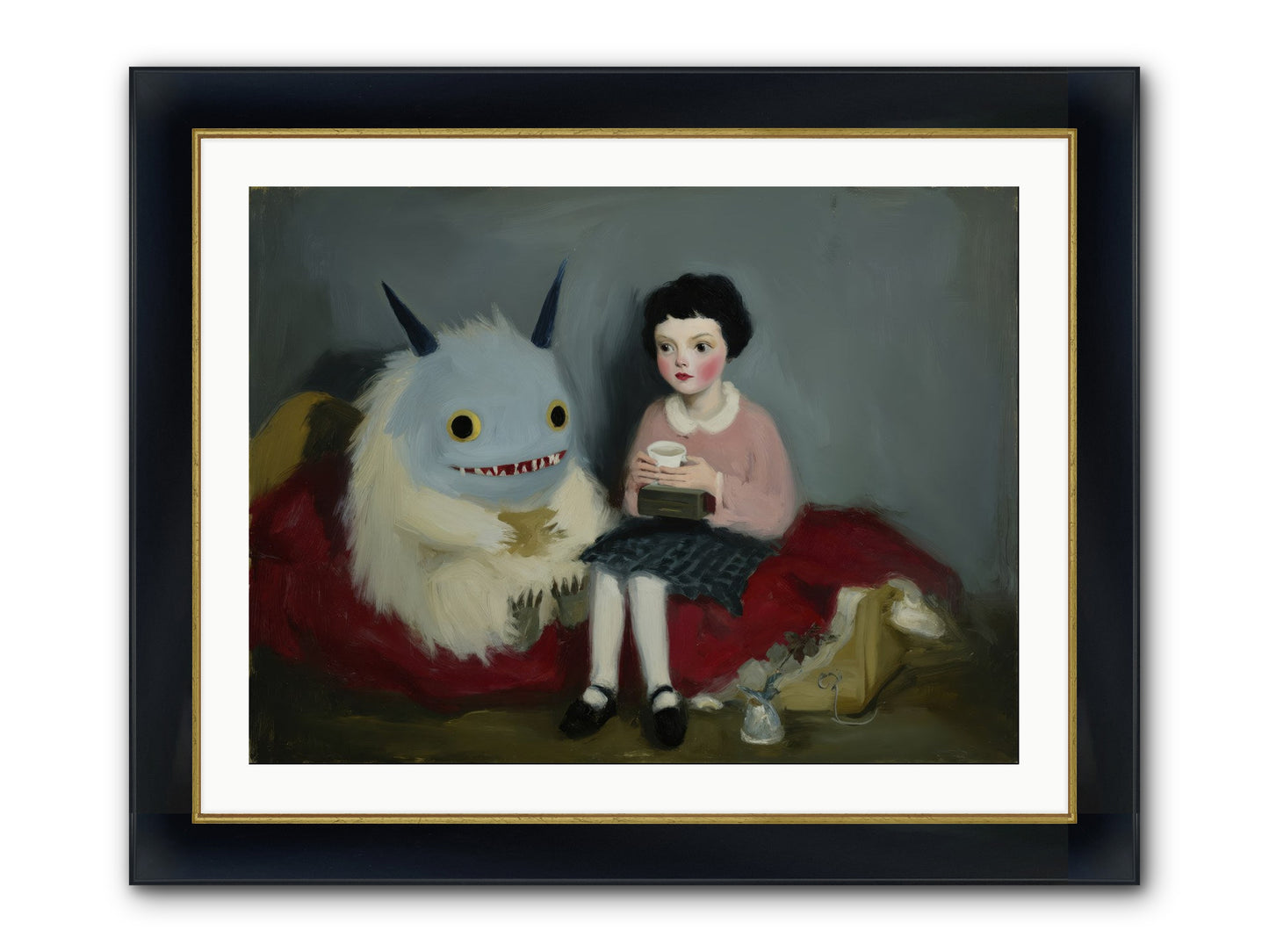 The Hour of Sweet Mischief Framed Print - Wide Black w/Gold 32x24