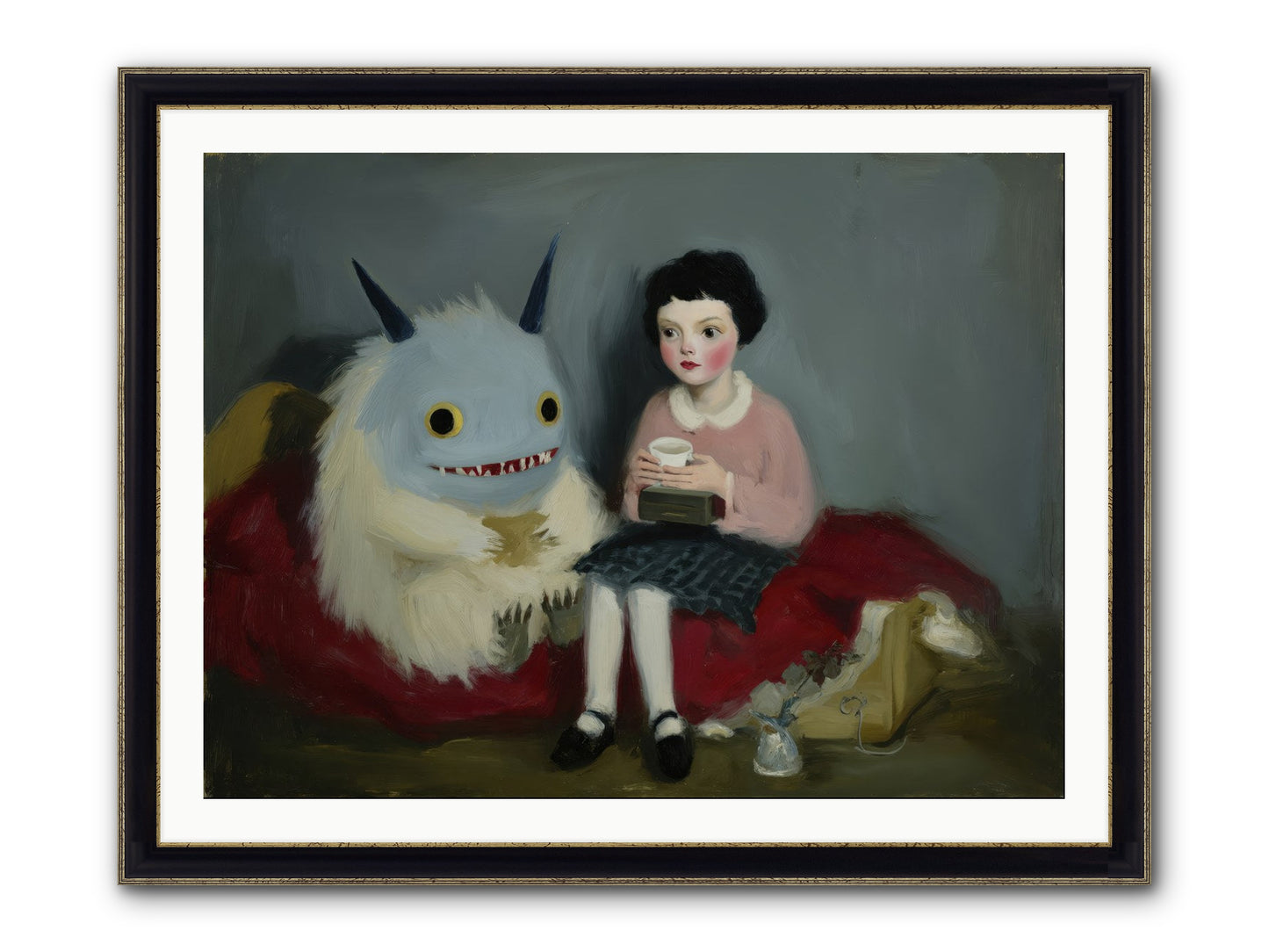The Hour of Sweet Mischief Framed Print - Black & Gold 40x30