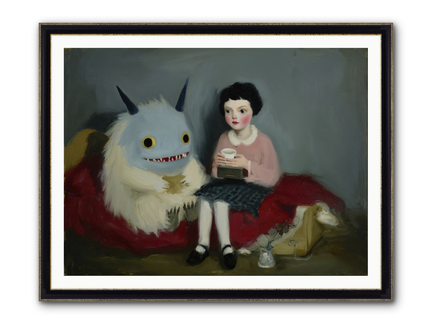 The Hour of Sweet Mischief Framed Print - Black & Gold 48x36