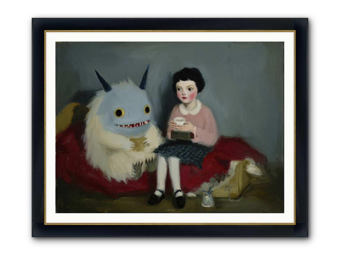 The Hour of Sweet Mischief Framed Print - Wide Black w/Gold 48x36