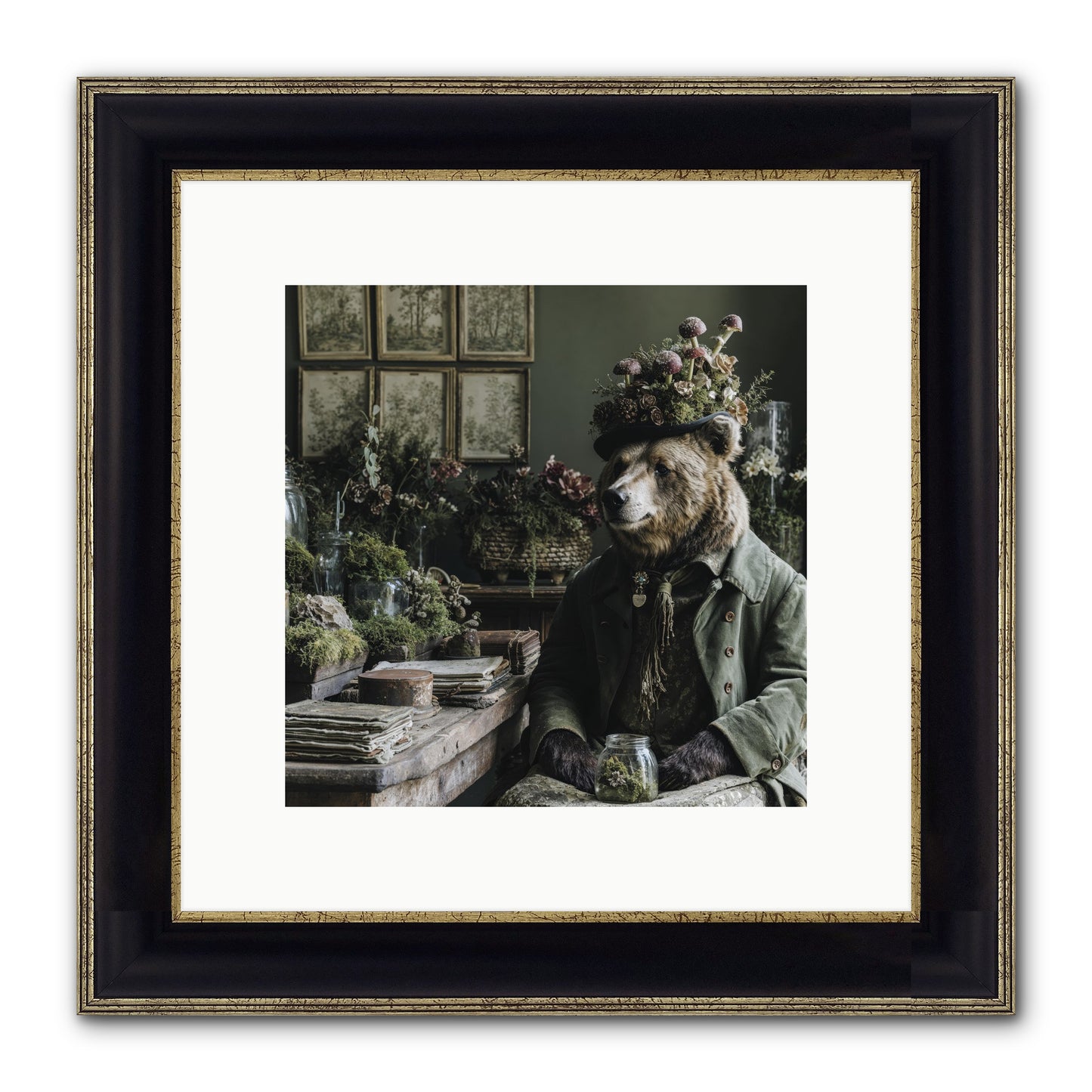 The Hour Of Wild Honey Framed Print - Black & Gold 10x10