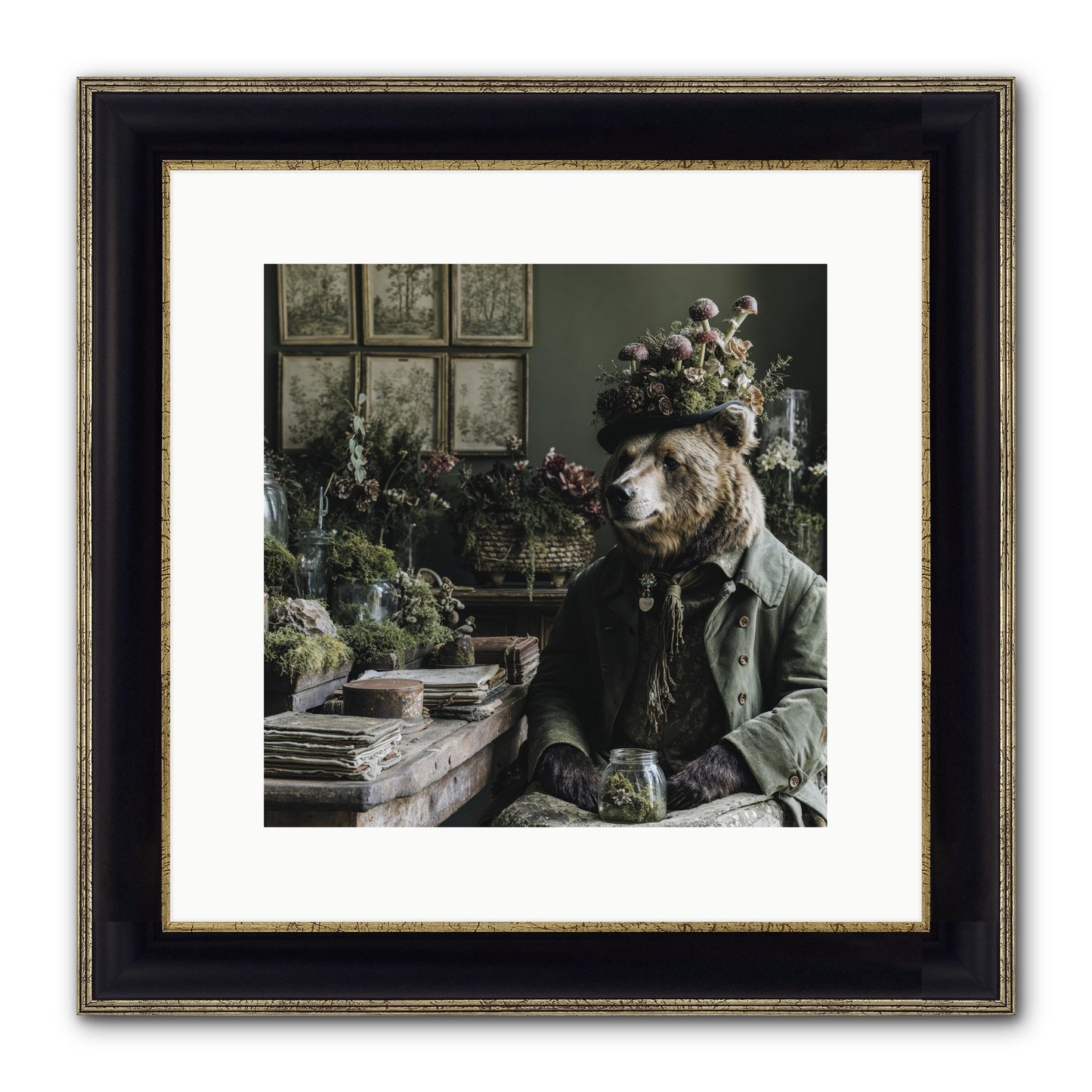 The Hour Of Wild Honey Framed Print - Black & Gold 12x12