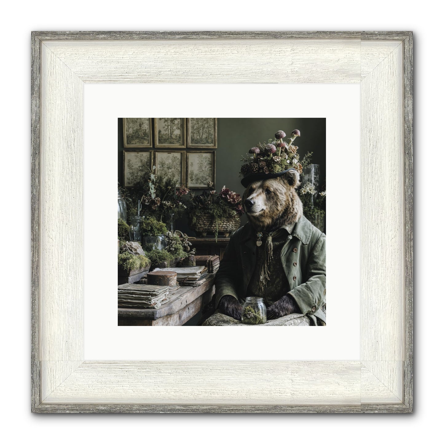 The Hour Of Wild Honey Framed Print - Driftwood White 12x12