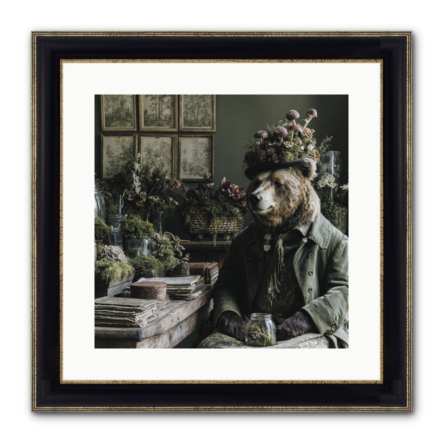 The Hour Of Wild Honey Framed Print - Black & Gold 16x16